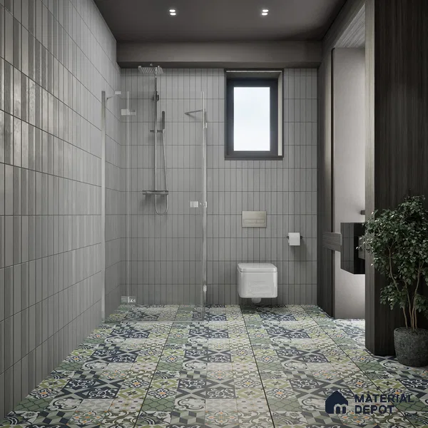 Moroccan Floor & Wall Tile TL 04670 E Florencia Flora Green 2 ft x 2 ft -  Porcelain Matte Finish 8 mm | Suitable for Kitchen, Bathroom, Dining Area | Please Expect a Slight Variation of Pattern