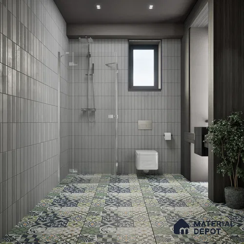 Moroccan Floor & Wall Tile TL 04670 E Florencia Flora Green 2 ft x 2 ft - Porcelain Matte Finish 8 mm | Suitable For Kitchen, Balcony, Dining Area | Please Expect a Slight Variation of Pattern