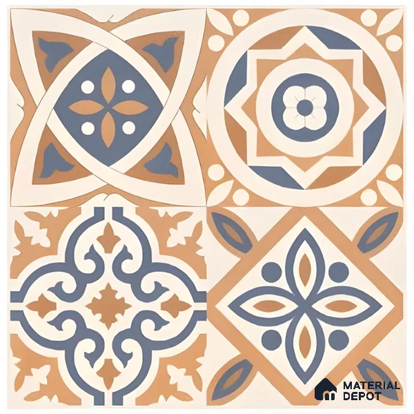 Moroccan Floor & Wall Tile TL 04670 F Florencia Soumaya Orange 2 ft x 2 ft -  Porcelain Matte Finish 8 mm | Suitable for Kitchen, Bathroom, Dining Area | Please Expect a Slight Variation of Pattern
