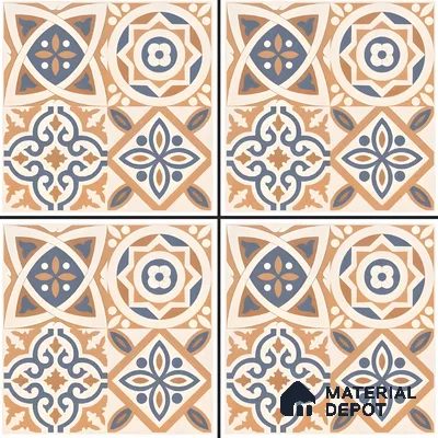 Moroccan Floor & Wall Tile TL 04670 F Florencia Soumaya Orange 2 ft x 2 ft -  Porcelain Matte Finish 8 mm | Suitable for Kitchen, Bathroom, Dining Area | Please Expect a Slight Variation of Pattern