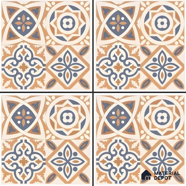 Moroccan Floor & Wall Tile TL 04670 F Florencia Soumaya Orange 2 ft x 2 ft -  Porcelain Matte Finish 8 mm | Suitable for Kitchen, Bathroom, Dining Area | Please Expect a Slight Variation of Pattern