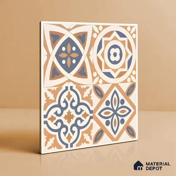 Moroccan Floor & Wall Tile TL 04670 F Florencia Soumaya Orange 2 ft x 2 ft -  Porcelain Matte Finish 8 mm | Suitable for Kitchen, Bathroom, Dining Area | Please Expect a Slight Variation of Pattern