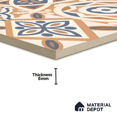 Moroccan Floor & Wall Tile TL 04670 F Florencia Soumaya Orange 2 ft x 2 ft -  Porcelain Matte Finish 8 mm | Suitable for Kitchen, Bathroom, Dining Area | Please Expect a Slight Variation of Pattern