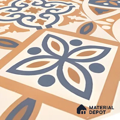 Moroccan Floor & Wall Tile TL 04670 F Florencia Soumaya Orange 2 ft x 2 ft -  Porcelain Matte Finish 8 mm | Suitable for Kitchen, Bathroom, Dining Area | Please Expect a Slight Variation of Pattern