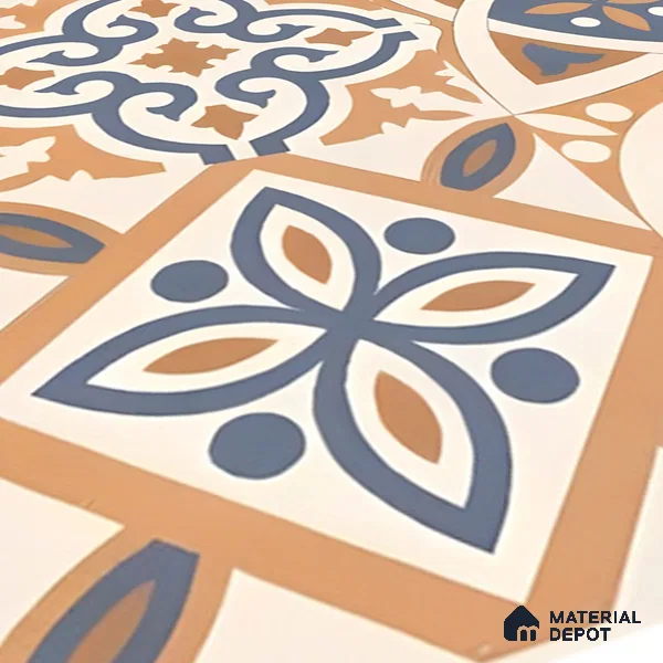 Moroccan Floor & Wall Tile TL 04670 F Florencia Soumaya Orange 2 ft x 2 ft -  Porcelain Matte Finish 8 mm | Suitable for Kitchen, Bathroom, Dining Area | Please Expect a Slight Variation of Pattern