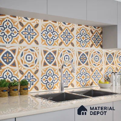 Moroccan Floor & Wall Tile TL 04670 F Florencia Soumaya Orange 2 ft x 2 ft -  Porcelain Matte Finish 8 mm | Suitable for Kitchen, Bathroom, Dining Area | Please Expect a Slight Variation of Pattern