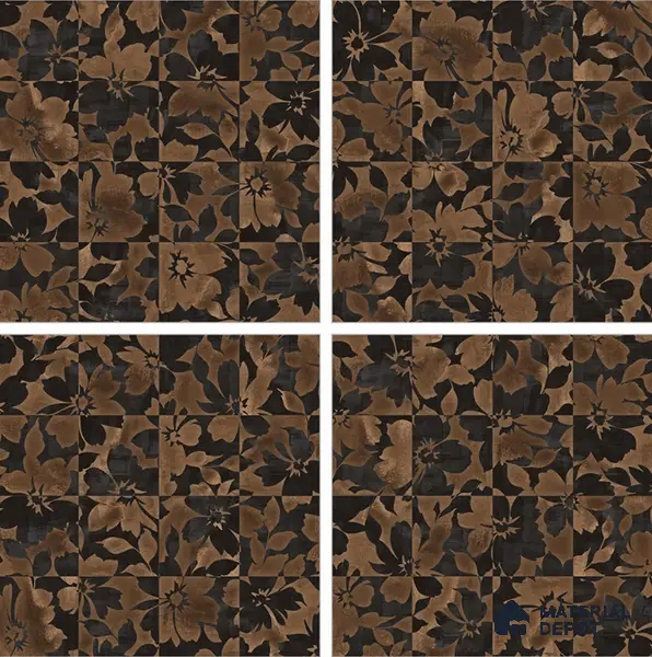 Brown Moroccan Floor & Wall Tile TL 06815 Lustra Earthen Streak 2 ft x 2 ft Vitrified Carving Matte Finish - 9 mm | 4 Random Design | Suitable for Kitchen, Bathroom, Dining Area | Please Expect a Slight Variation of Pattern