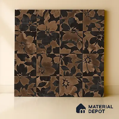 Brown Moroccan Floor & Wall Tile TL 06815 Lustra Earthen Streak 2 ft x 2 ft Vitrified Carving Matte Finish - 9 mm | 4 Random Design | Suitable for Kitchen, Bathroom, Dining Area | Please Expect a Slight Variation of Pattern