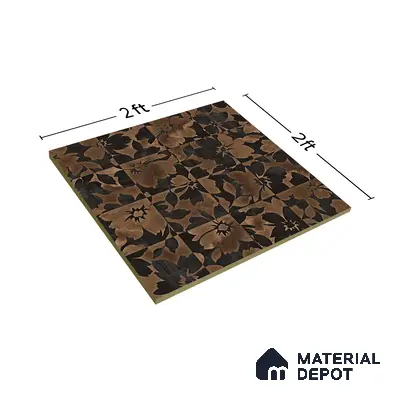 Brown Moroccan Floor & Wall Tile TL 06815 Lustra Earthen Streak 2 ft x 2 ft Vitrified Carving Matte Finish - 9 mm | 4 Random Design | Suitable for Kitchen, Bathroom, Dining Area | Please Expect a Slight Variation of Pattern
