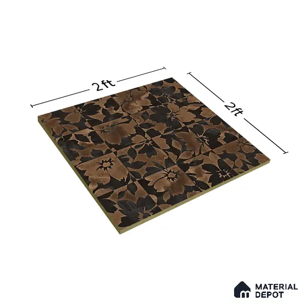 Brown Moroccan Floor & Wall Tile TL 06815 Lustra Earthen Streak 2 ft x 2 ft Vitrified Carving Matte Finish - 9 mm | 4 Random Design | Suitable for Kitchen, Bathroom, Dining Area | Please Expect a Slight Variation of Pattern
