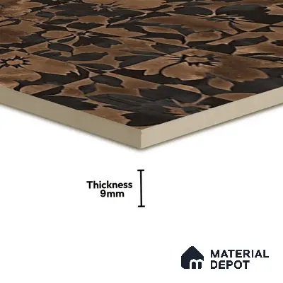 Brown Moroccan Floor & Wall Tile TL 06815 Lustra Earthen Streak 2 ft x 2 ft Vitrified Carving Matte Finish - 9 mm | 4 Random Design | Suitable for Kitchen, Bathroom, Dining Area | Please Expect a Slight Variation of Pattern