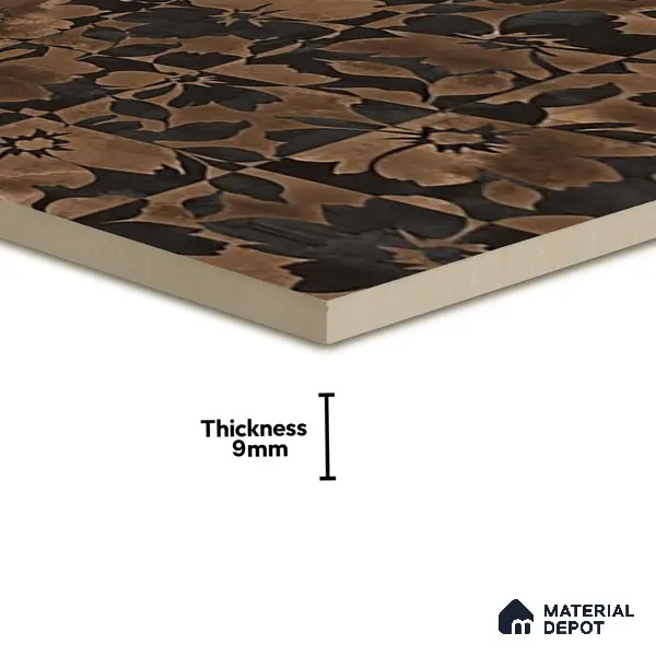 Brown Moroccan Floor & Wall Tile TL 06815 Lustra Earthen Streak 2 ft x 2 ft Vitrified Carving Matte Finish - 9 mm | 4 Random Design | Suitable for Kitchen, Bathroom, Dining Area | Please Expect a Slight Variation of Pattern