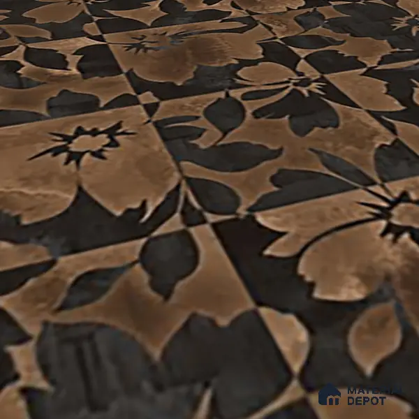 Brown Moroccan Floor & Wall Tile TL 06815 Lustra Earthen Streak 2 ft x 2 ft Vitrified Carving Matte Finish - 9 mm | 4 Random Design | Suitable for Kitchen, Bathroom, Dining Area | Please Expect a Slight Variation of Pattern