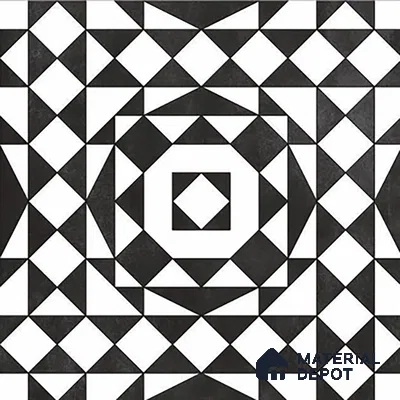Black Moroccan Floor & Wall Tile TL 06813 Lustra Monochrome Noir Chess 2 ft x 2 ft Vitrified Carving Matte Finish - 9 mm | Suitable for Kitchen, Bathroom, Dining Area | Please Expect a Slight Variation of Pattern