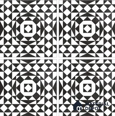 Black Moroccan Floor & Wall Tile TL 06813 Lustra Monochrome Noir Chess 2 ft x 2 ft Vitrified Carving Matte Finish - 9 mm | Suitable for Kitchen, Bathroom, Dining Area | Please Expect a Slight Variation of Pattern