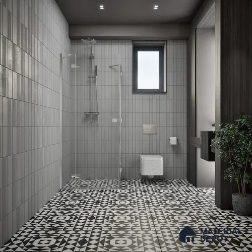 Moroccan Floor & Wall Tile TL 06813 Lustra Monochrome Noir Chess 2 ft x 2 ft Vitrified Carving Matte Finish - 9 mm | Suitable For Kitchen, Bathroom, Balcony | Please Expect a Slight Variation of Pattern