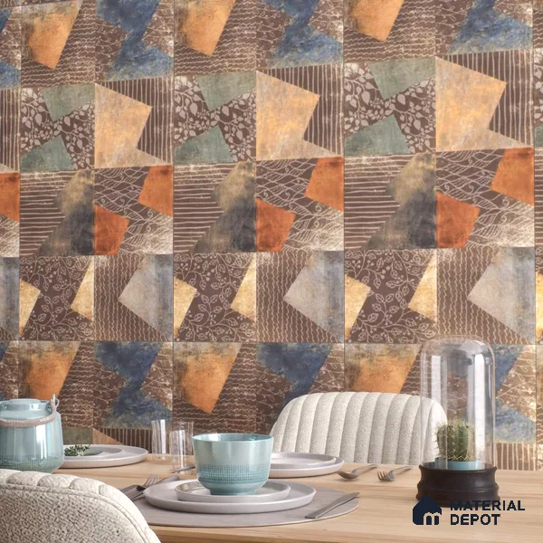 Brown Moroccan Wall Tile TL 06707 Gravier Mocha Luxe 2 ft x 4 ft Vitrified Carving Matte Finish - 9 mm | Suitable for Living Room, Bedroom, Bathroom (Sample)