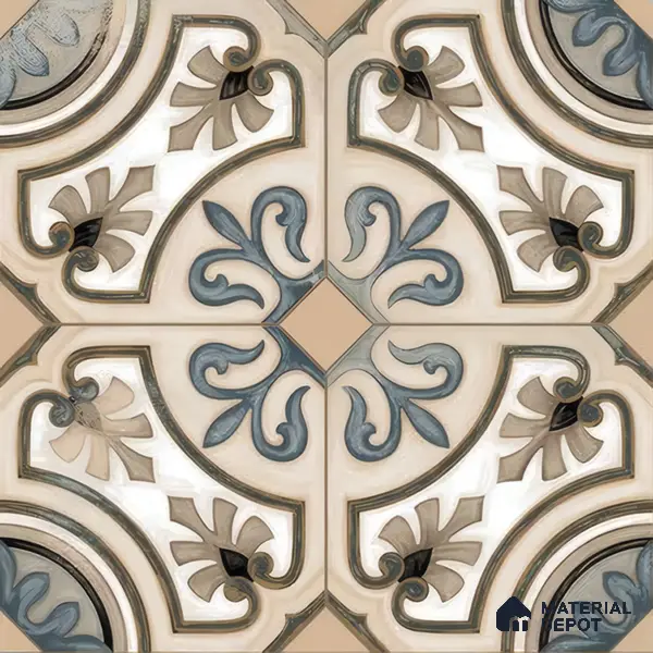 Moroccan Tile TL 04786 Zellige Casablanca Fleur Multi Colour 1 ft x 1 ft Vitrified Matte Finish - 11 mm | Suitable for Kitchen, Bathroom, Balcony Floor & Wall | Please Expect a Slight Variation of Pattern