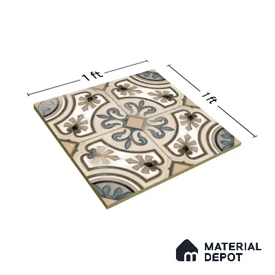 Moroccan Tile TL 04786 Zellige Casablanca Fleur Multi Colour 1 ft x 1 ft Vitrified Matte Finish - 11 mm | Suitable for Kitchen, Bathroom, Balcony Floor & Wall | Please Expect a Slight Variation of Pattern