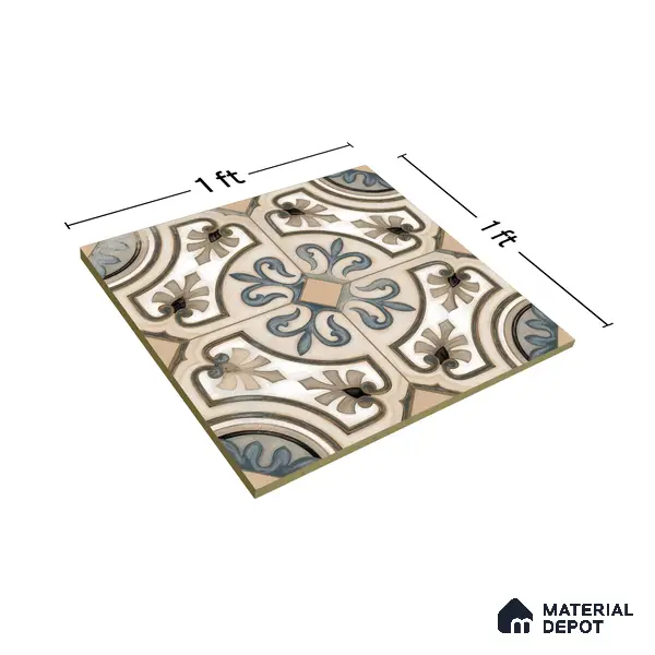 Moroccan Tile TL 04786 Zellige Casablanca Fleur Multi Colour 1 ft x 1 ft Vitrified Matte Finish - 11 mm | Suitable for Kitchen, Bathroom, Balcony Floor & Wall | Please Expect a Slight Variation of Pattern
