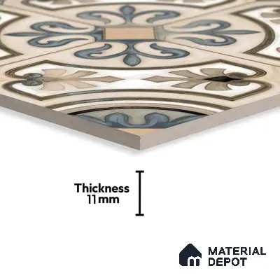 Moroccan Tile TL 04786 Zellige Casablanca Fleur Multi Colour 1 ft x 1 ft Vitrified Matte Finish - 11 mm | Suitable for Kitchen, Bathroom, Balcony Floor & Wall | Please Expect a Slight Variation of Pattern