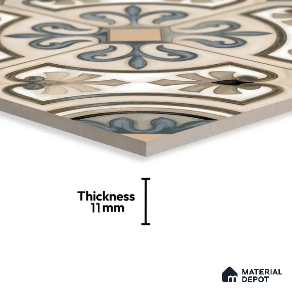 Moroccan Tile TL 04786 Zellige Casablanca Fleur Multi Colour 1 ft x 1 ft Vitrified Matte Finish - 11 mm | Suitable for Kitchen, Bathroom, Balcony Floor & Wall | Please Expect a Slight Variation of Pattern