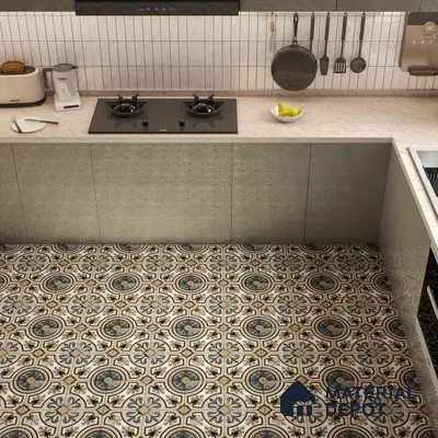 Moroccan Tile TL 04786 Zellige Casablanca Fleur Multi Colour 1 ft x 1 ft Vitrified Matte Finish - 11 mm | Suitable for Kitchen, Bathroom, Balcony Floor & Wall | Please Expect a Slight Variation of Pattern