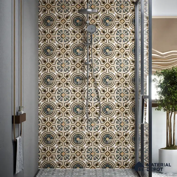 Moroccan Tile TL 04786 Zellige Casablanca Fleur Multi Colour 1 ft x 1 ft Vitrified Matte Finish - 11 mm | Suitable for Kitchen, Bathroom, Balcony Floor & Wall | Please Expect a Slight Variation of Pattern