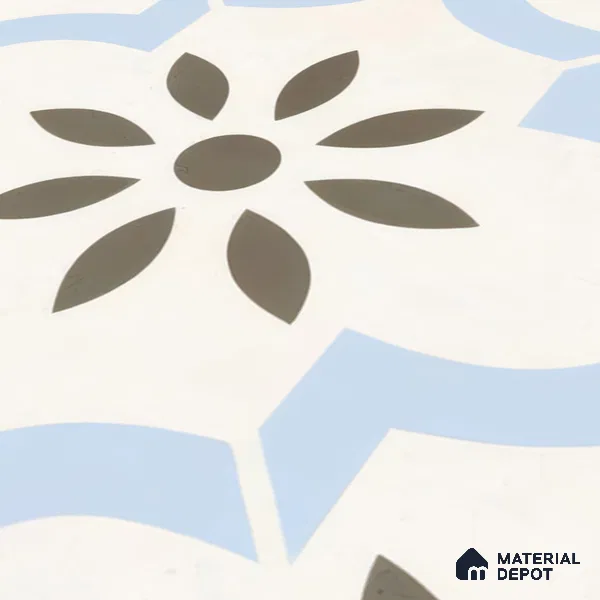 Moroccan Tile TL 04787 Zellige Atlas Petal Multi Colour 1 ft x 1 ft Vitrified Matte Finish - 11 mm | Suitable for Kitchen, Bathroom, Balcony Floor & Wall | Please Expect a Slight Variation of Pattern (Sample)