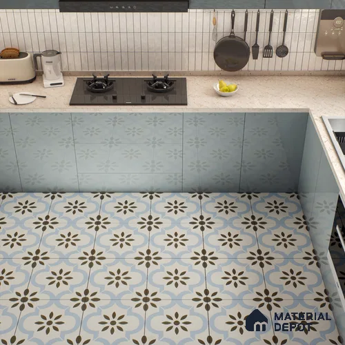Moroccan Tile TL 04787 Zellige Atlas Petal Multi Colour 1 ft x 1 ft Vitrified Matte Finish - 11 mm | Suitable For Kitchen, Bathroom, Entryway | Please Expect a Slight Variation of Pattern