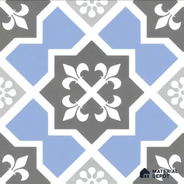 Moroccan Tile TL 04789 Zellige Blue Dallas Multi Colour 1 ft x 1 ft Vitrified Matte Finish - 11 mm | Suitable for Kitchen, Bathroom, Balcony Floor & Wall | Please Expect a Slight Variation of Pattern