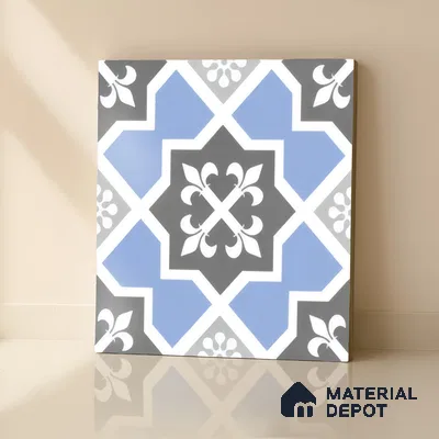 Moroccan Tile TL 04789 Zellige Blue Dallas Multi Colour 1 ft x 1 ft Vitrified Matte Finish - 11 mm | Suitable for Kitchen, Bathroom, Balcony Floor & Wall | Please Expect a Slight Variation of Pattern