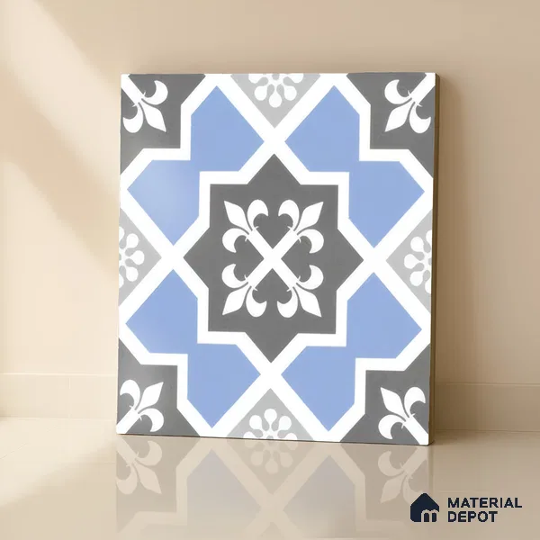 Moroccan Tile TL 04789 Zellige Blue Dallas Multi Colour 1 ft x 1 ft Vitrified Matte Finish - 11 mm | Suitable for Kitchen, Bathroom, Balcony Floor & Wall | Please Expect a Slight Variation of Pattern