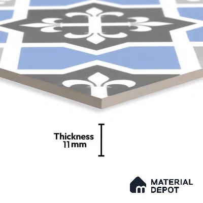 Moroccan Tile TL 04789 Zellige Blue Dallas Multi Colour 1 ft x 1 ft Vitrified Matte Finish - 11 mm | Suitable for Kitchen, Bathroom, Balcony Floor & Wall | Please Expect a Slight Variation of Pattern