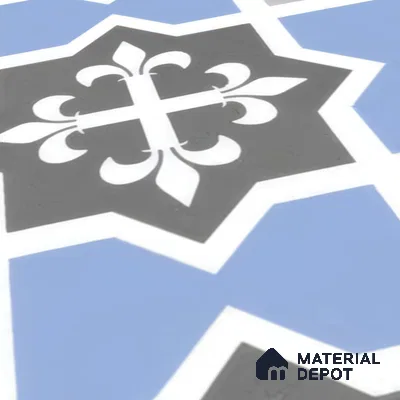 Moroccan Tile TL 04789 Zellige Blue Dallas Multi Colour 1 ft x 1 ft Vitrified Matte Finish - 11 mm | Suitable for Kitchen, Bathroom, Balcony Floor & Wall | Please Expect a Slight Variation of Pattern