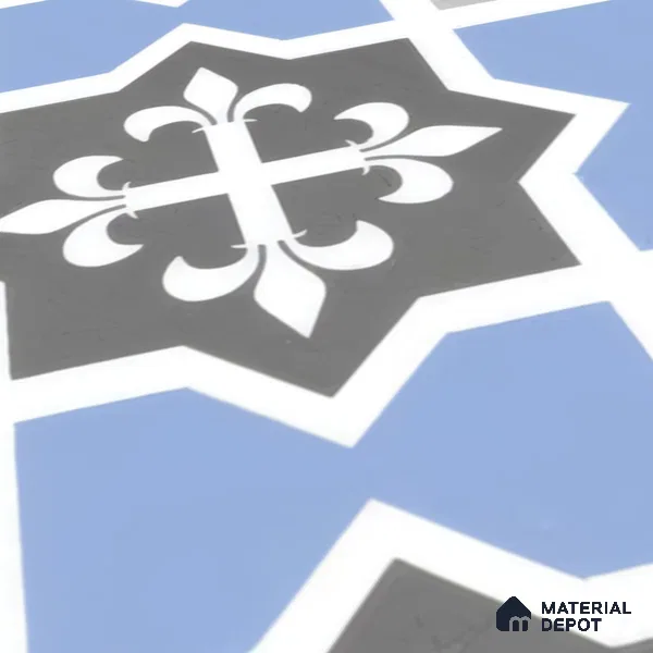Moroccan Tile TL 04789 Zellige Blue Dallas Multi Colour 1 ft x 1 ft Vitrified Matte Finish - 11 mm | Suitable for Kitchen, Bathroom, Balcony Floor & Wall | Please Expect a Slight Variation of Pattern