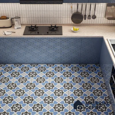 Moroccan Tile TL 04789 Zellige Blue Dallas Multi Colour 1 ft x 1 ft Vitrified Matte Finish - 11 mm | Suitable for Kitchen, Bathroom, Balcony Floor & Wall | Please Expect a Slight Variation of Pattern