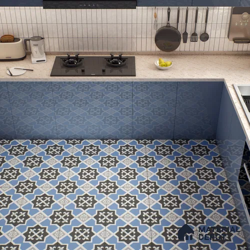 Moroccan Tile TL 04789 Zellige Blue Dallas Multi Colour 1 ft x 1 ft Vitrified Matte Finish - 11 mm | Suitable for Kitchen, Bathroom, Balcony | Please Expect a Slight Variation of Pattern