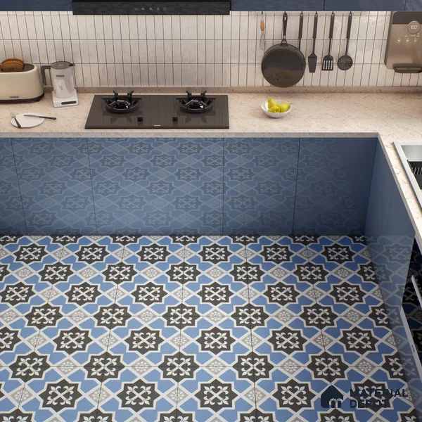 Moroccan Tile TL 04789 Zellige Blue Dallas Multi Colour 1 ft x 1 ft Vitrified Matte Finish - 11 mm | Suitable for Kitchen, Bathroom, Balcony Floor & Wall | Please Expect a Slight Variation of Pattern