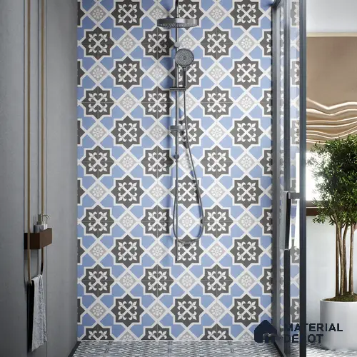 Moroccan Tile TL 04789 Zellige Blue Dallas Multi Colour 1 ft x 1 ft Vitrified Matte Finish - 11 mm | Suitable for Kitchen, Bathroom, Balcony Floor & Wall | Please Expect a Slight Variation of Pattern