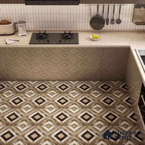 Moroccan Tile TL 04790 Zellige Rustic X Factor Multi Colour 1 ft x 1 ft Vitrified Matte Finish - 11 mm | Suitable for Kitchen, Bathroom, Balcony | Please Expect a Slight Variation of Pattern
