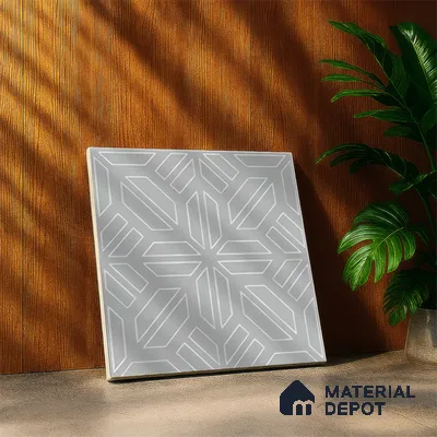 Moroccan Floor & Wall Tile TL 05089 B Bauhaus Dove Grey 1 ft x 1 ft Ceramic Matte Finish - 9 mm | Suitable for Bathroom, Kitchen, Balcony | Please Expect a Slight Variation of Pattern