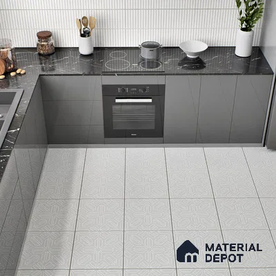 Moroccan Floor & Wall Tile TL 05089 B Bauhaus Dove Grey 1 ft x 1 ft Ceramic Matte Finish - 9 mm | Suitable for Bathroom, Kitchen, Balcony | Please Expect a Slight Variation of Pattern