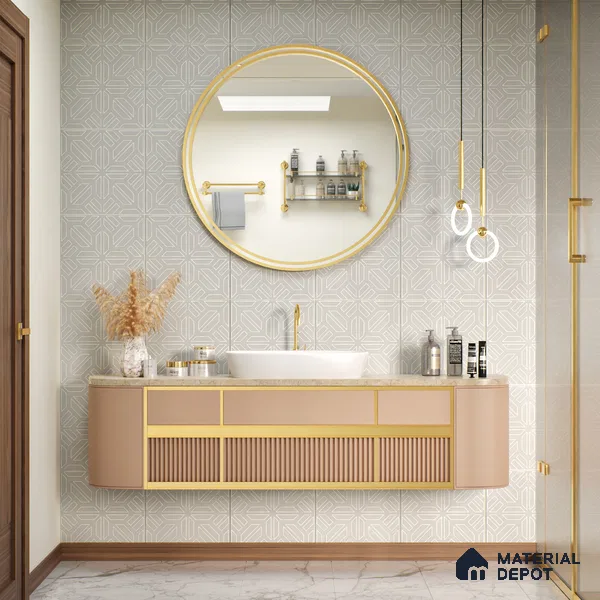 Moroccan Floor & Wall Tile TL 05089 B Bauhaus Dove Grey 1 ft x 1 ft Ceramic Matte Finish - 9 mm | Suitable for Bathroom, Kitchen, Balcony | Please Expect a Slight Variation of Pattern
