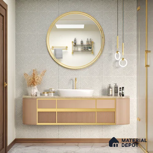 Moroccan Floor & Wall Tile TL 05089 B Bauhaus Dove Grey 1 ft x 1 ft Ceramic Matte Finish - 9 mm | Suitable for Bathroom, Kitchen, Balcony | Please Expect a Slight Variation of Pattern