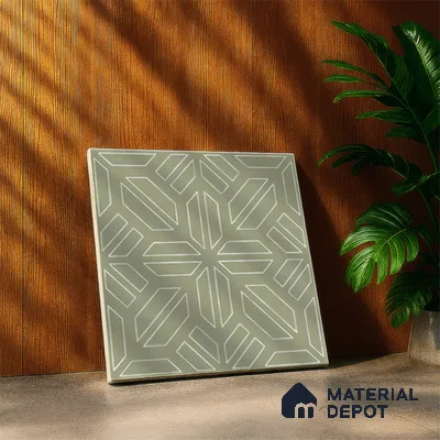 Moroccan Floor & Wall Tile TL 05089 D Morissa Mossy Jade 1 ft x 1 ft Ceramic Matte Finish - 9 mm | Suitable for Bathroom, Kitchen,  Balcony | Please Expect a Slight Variation of Pattern (Sample)