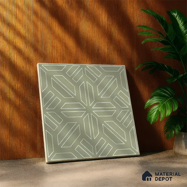 Moroccan Floor & Wall Tile TL 05089 D Morissa Mossy Jade 1 ft x 1 ft Ceramic Matte Finish - 9 mm | Suitable for Bathroom, Kitchen,  Balcony | Please Expect a Slight Variation of Pattern (Sample)