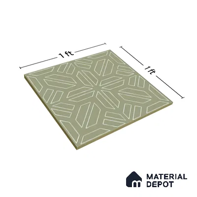 Moroccan Floor & Wall Tile TL 05089 D Morissa Mossy Jade 1 ft x 1 ft Ceramic Matte Finish - 9 mm | Suitable for Bathroom, Kitchen,  Balcony | Please Expect a Slight Variation of Pattern (Sample)