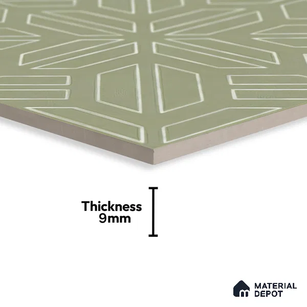 Moroccan Floor & Wall Tile TL 05089 D Morissa Mossy Jade 1 ft x 1 ft Ceramic Matte Finish - 9 mm | Suitable for Bathroom, Kitchen,  Balcony | Please Expect a Slight Variation of Pattern (Sample)