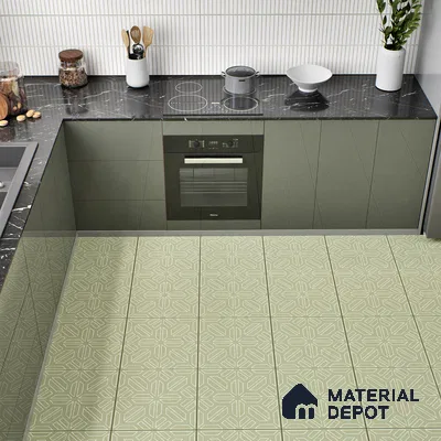 Moroccan Floor & Wall Tile TL 05089 D Morissa Mossy Jade 1 ft x 1 ft Ceramic Matte Finish - 9 mm | Suitable for Bathroom, Kitchen,  Balcony | Please Expect a Slight Variation of Pattern (Sample)